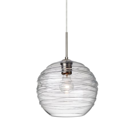 Besa Lighting Wave 10 Cord Pendant, Clear, Satin Nickel Finish, 1x60W Incandescent 1JT-462761-SN